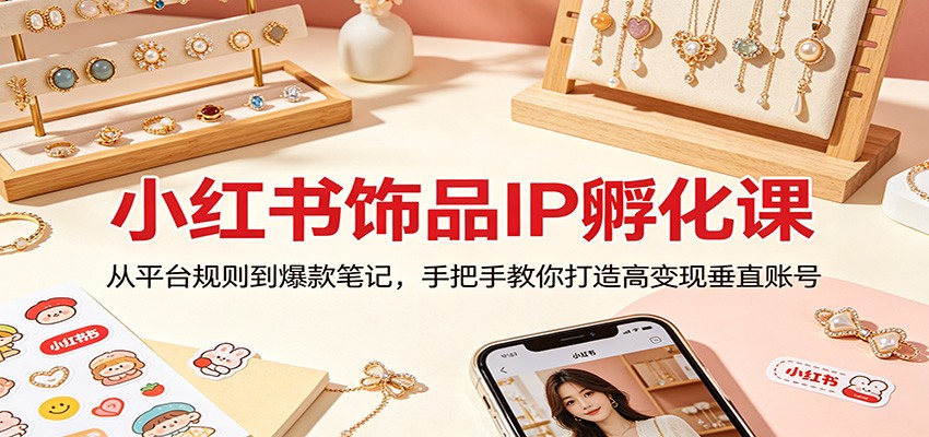 小红书饰品IP孵化课：从平台规则到爆款笔记，手把手教你打造高变现垂直账号-自媒小站网创副业站