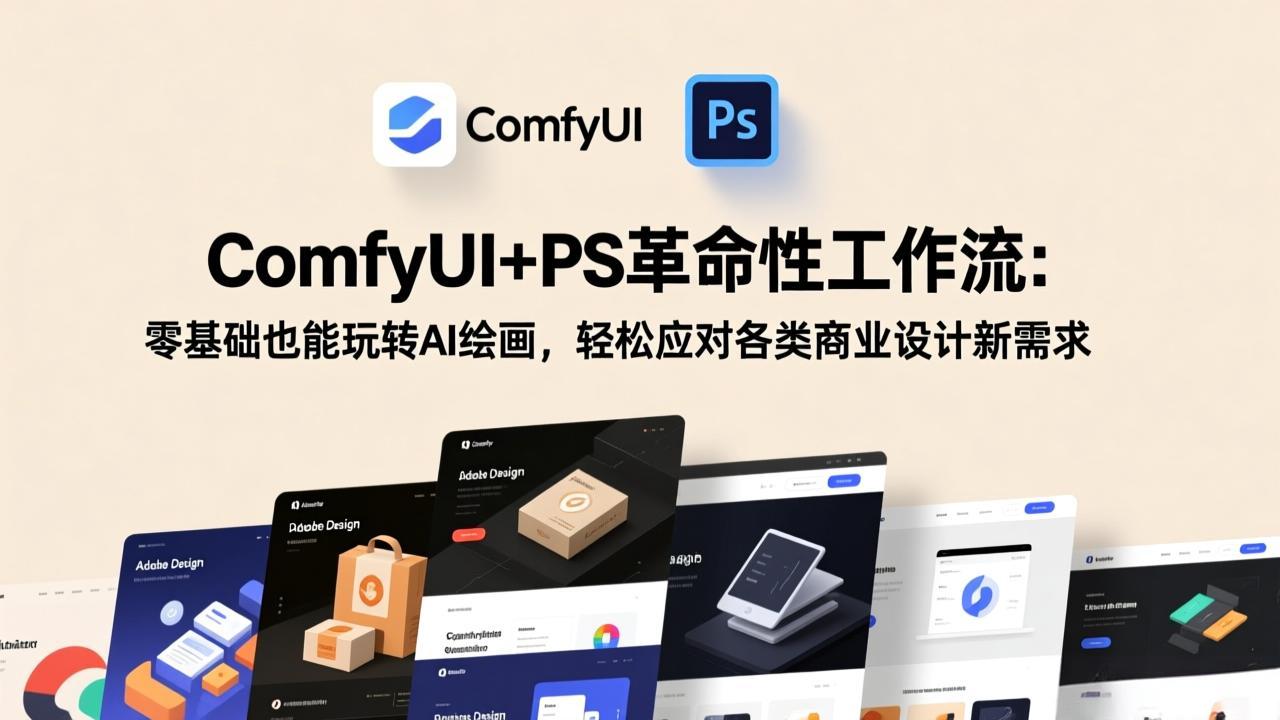 ComfyUI+PS革命性工作流：零基础也能玩转AI绘画，轻松应对各类商业设计新需求-自媒小站网创副业站