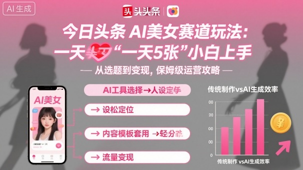 今日头条AI美女赛道玩法，一天轻松5张，小白轻松上手-自媒小站网创副业站