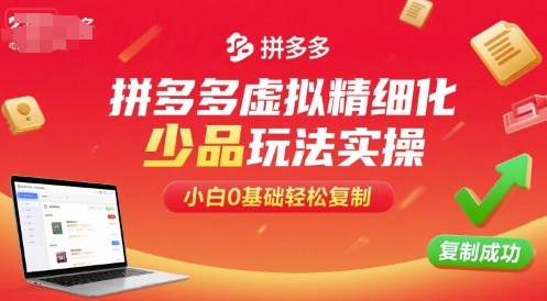 拼多多虚拟精细化少品玩法实操，小白0基础轻松复制-自媒小站网创副业站