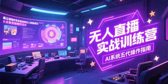 无人直播实操训练营，从设备搭建到话术，AI系统五代操作指南(7月更新-自媒小站网创副业站