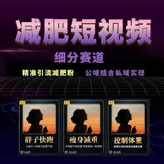图片[1]-减肥短视频赛道运营课：素材准备-视频制作-引流变现全流程 (附素材-自媒小站网创副业站