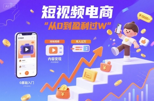 短视频电商：短视频变现从0到盈利过W-自媒小站网创副业站