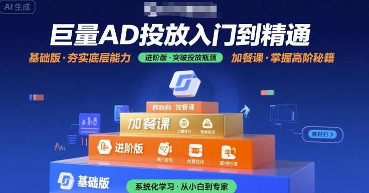 巨量AD投放入门到精通，基础版+进阶版+加餐课-自媒小站网创副业站