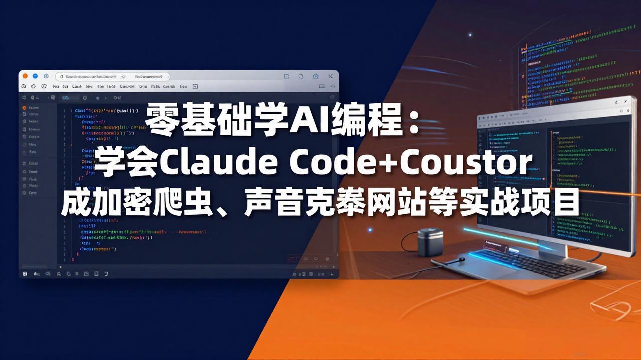 零基础学AI编程：学会Claude Code+Cursor完成加密爬虫、声音克隆网站等实战项目-自媒小站网创副业站