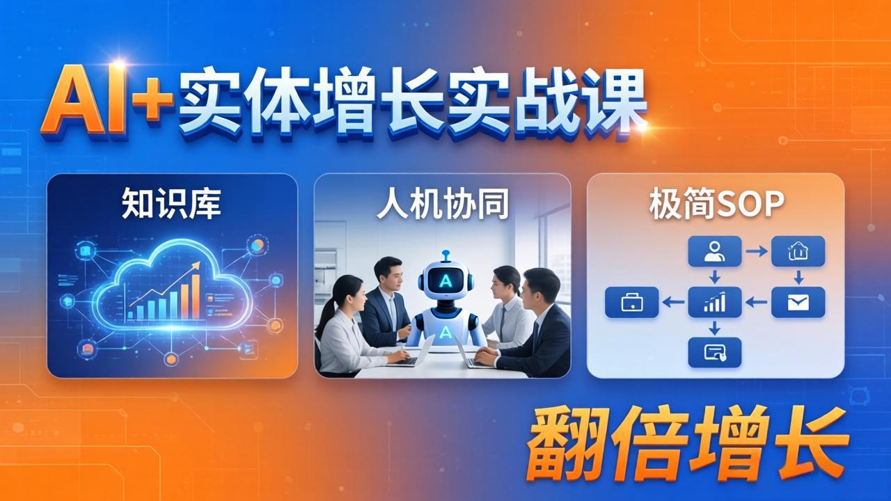 AI+实体增长实战课：知识库+人机协同+极简SOP，助力实体业务翻倍增长-自媒小站网创副业站