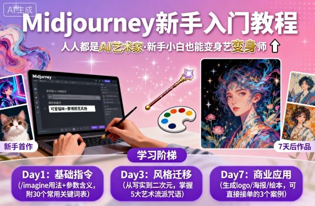 midjourney新手入门教程：人人都是AI艺术家，新手小白也能变身艺术大师-自媒小站网创副业站
