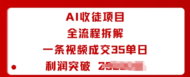 AI收徒项目全流程拆解一条视频成交35单日利润突破1k+-自媒小站网创副业站
