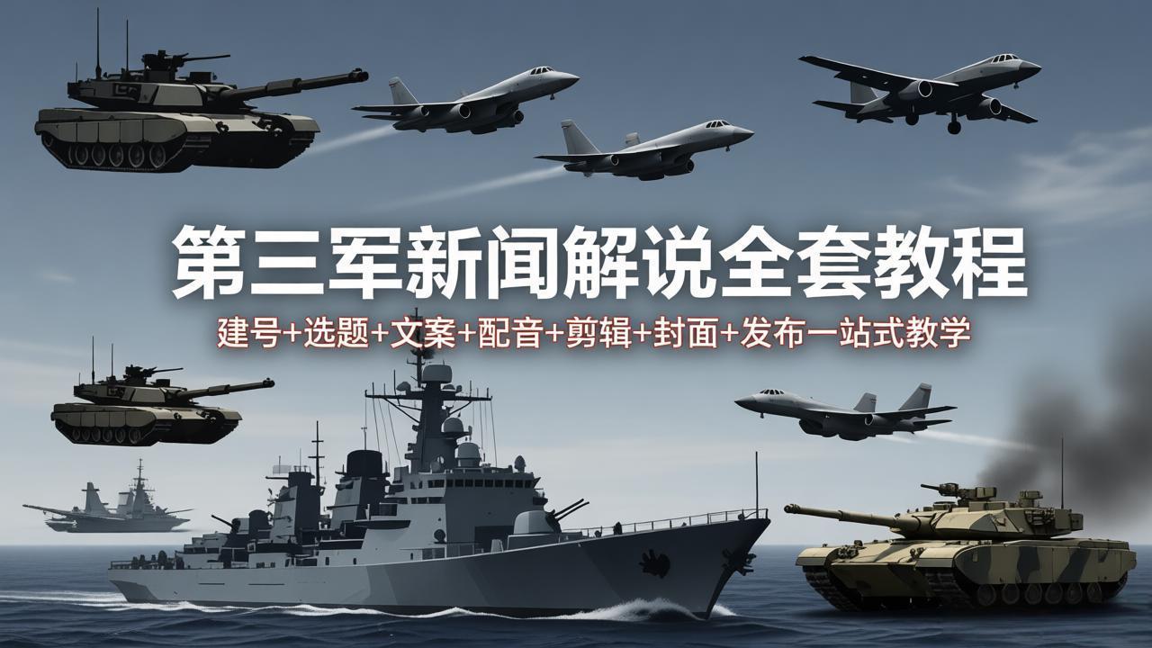 第三军迷新闻解说全套教程：建号+选题+文案+配音+剪辑+封面+发布一站式教学-自媒小站网创副业站