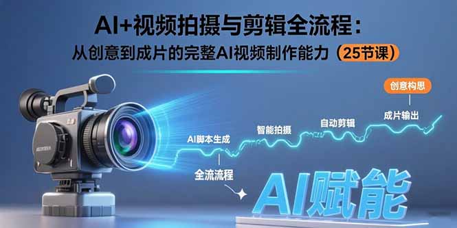 AI+视频拍摄与剪辑全流程：从创意到成片的完整AI视频制作能力(25节课-自媒小站网创副业站