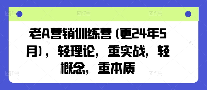 老A营销训练营(更25年10月)，轻理论，重实战，轻概念，重本质-自媒小站网创副业站