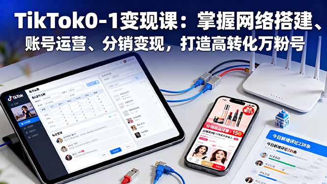TikTok0-1变现课：掌握网络搭建、账号运营、分销变现，打造高转化万粉号-自媒小站网创副业站