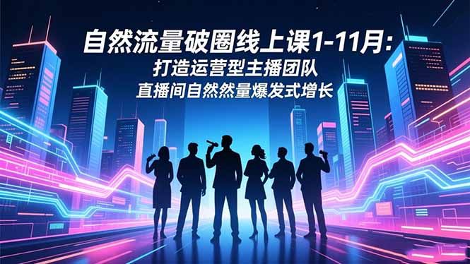 自然流量破圈线上课1-11月：打造运营型主播团队 直播间自然流量爆发式增长-自媒小站网创副业站
