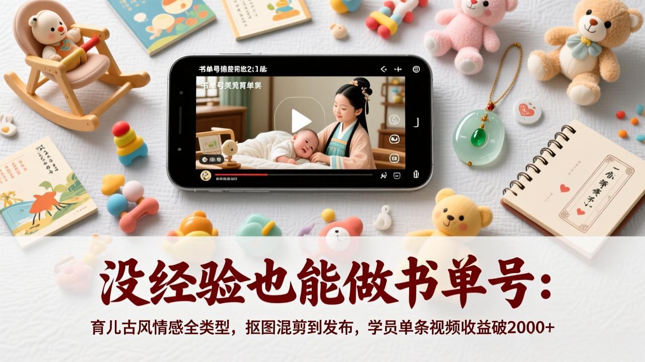 没经验也能做书单号：育儿古风情感全类型，抠图混剪到发布，学员单条视频收益破2000+-自媒小站网创副业站