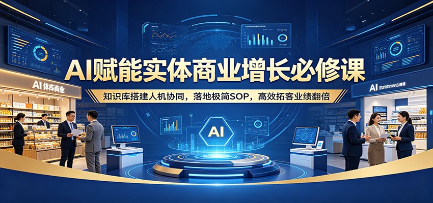 AI赋能实体商业增长必修课：知识库搭建人机协同，落地极简SOP，高效拓客业绩翻倍-自媒小站网创副业站