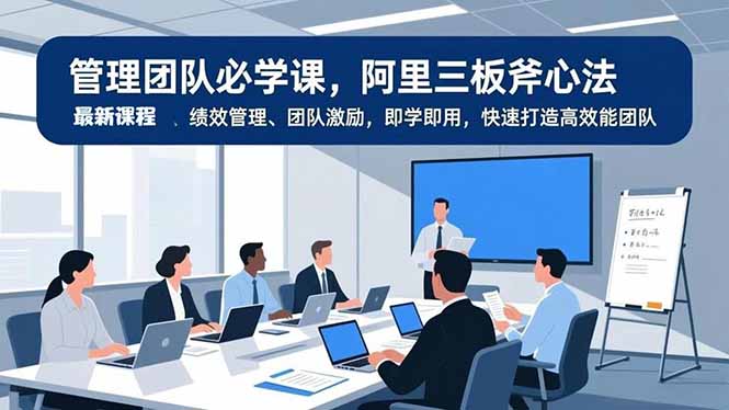 管理团队必学课，阿里三板斧心法、绩效管理、团队激励，即学即用，快速打造高效能团队-自媒小站网创副业站