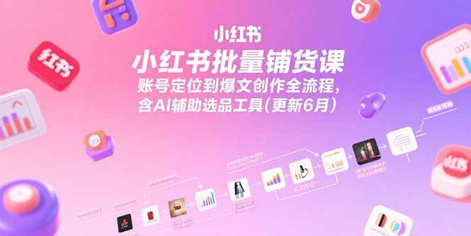小红书批量铺货课，账号定位到爆文创作全流程，含AI辅助选品工具(更新6月-自媒小站网创副业站