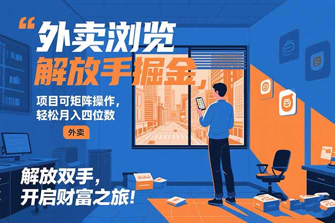 外卖浏览掘金项目 可矩阵操作 轻松日入500+-自媒小站网创副业站