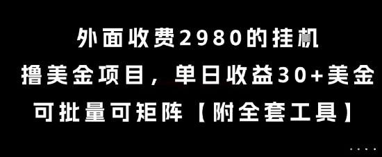外面收费2980的挂G撸美金项目，单日收益30+美金，可批量可矩阵【揭秘】-自媒小站网创副业站