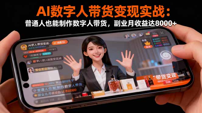 AI数字人带货变现实战：普通人也能制作数字人带货，副业月收益达8000+-自媒小站网创副业站