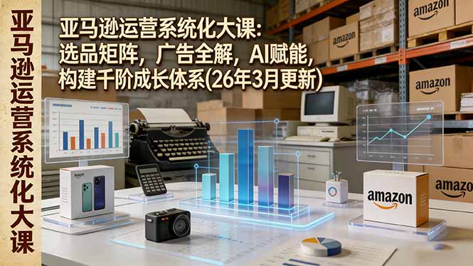 亚马逊运营系统化大课：选品矩阵，广告全解，AI赋能，构建千阶成长体系(26年3月更新-自媒小站网创副业站