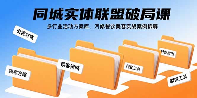 同城实体联盟破局课，多行业活动方案库，汽修餐饮美容实战案例拆解-自媒小站网创副业站