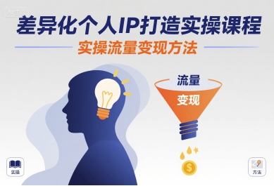 差异化个人IP打造实操课程，实操流量变现方法-自媒小站网创副业站